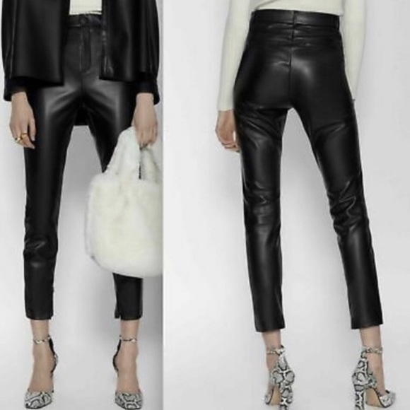 Zara Pants - NWOT Zara High Rise Faux Leather Ankle Zip Pants - Sz Large